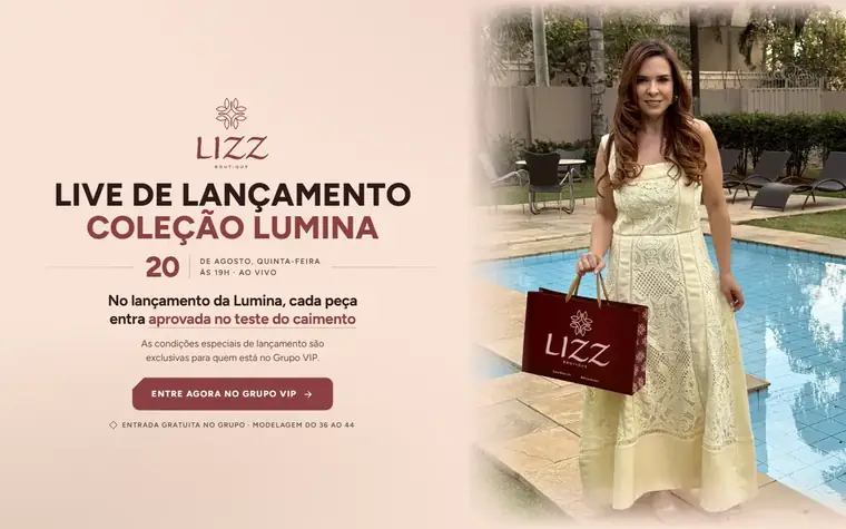 Página construída pela equipe para a Lizz Boutique, aberta no computador